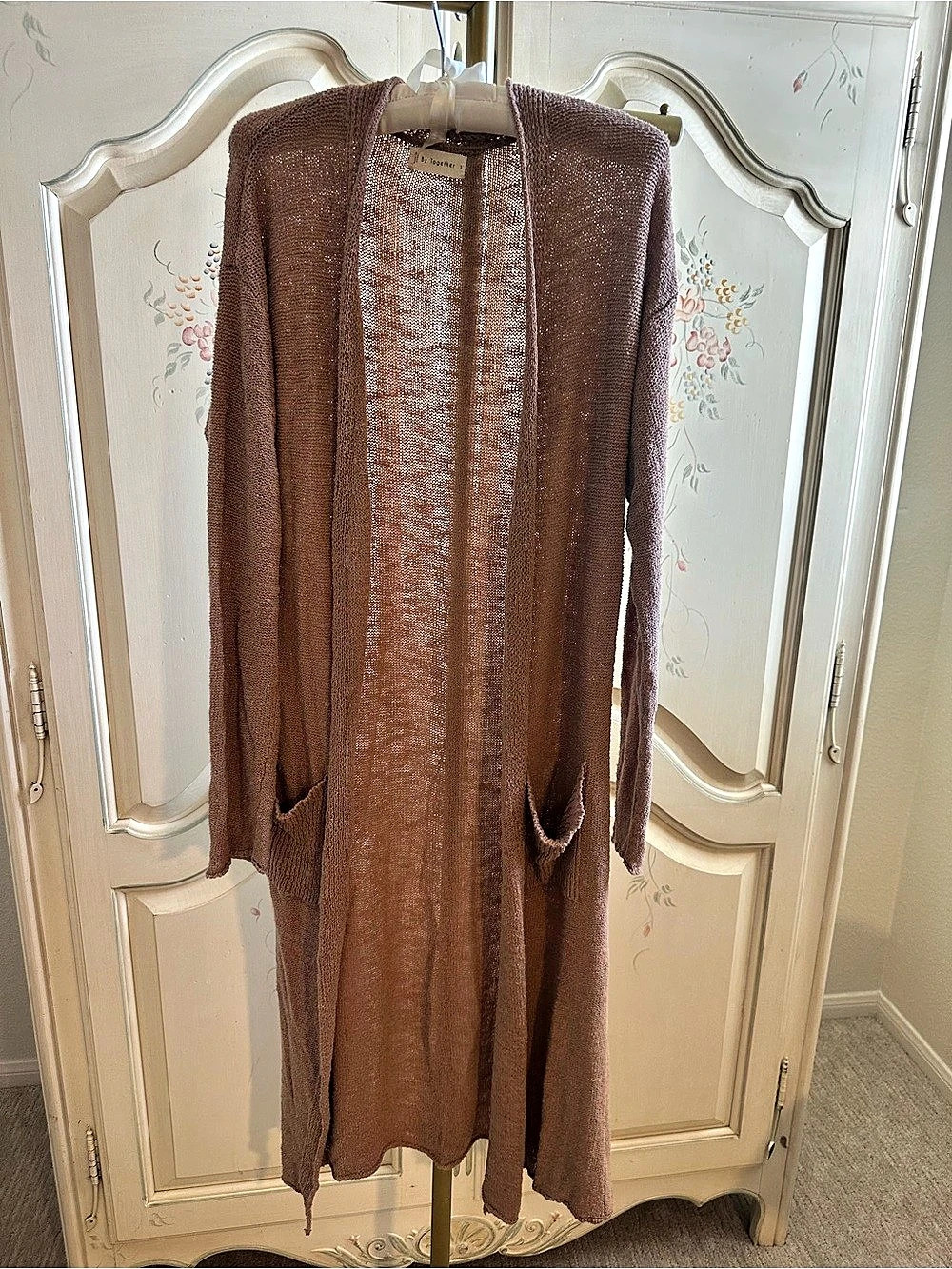 By Together Lightweight Open Front Knit Cardigan in Rosewood Size Small